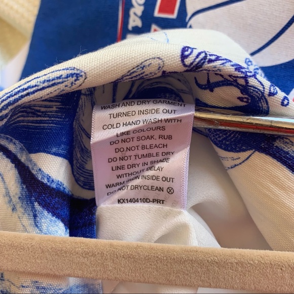 Spring Summer Dress Wedding Shower Keepsake The Label Dress White Blue Small - Picture 11 of 11